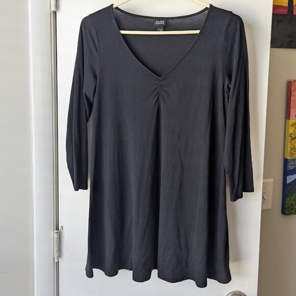 Eileen Fisher Tencel Cashmere Tunic Black Mini Dress Size Small - Picture 1 of 9